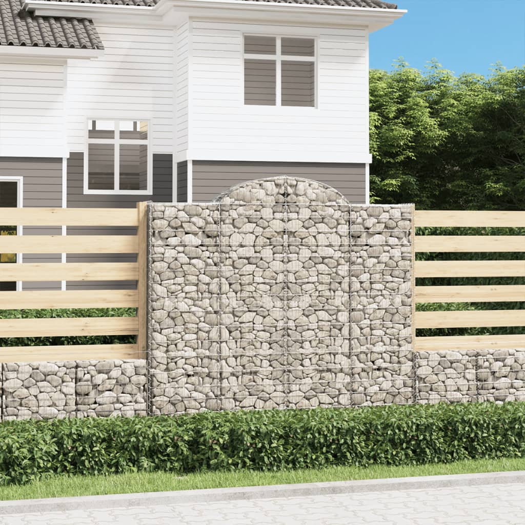 Arched Gabion Baskets 9 pcs 200x50x180/200 cm Galvanised Iron - Merlin Deals