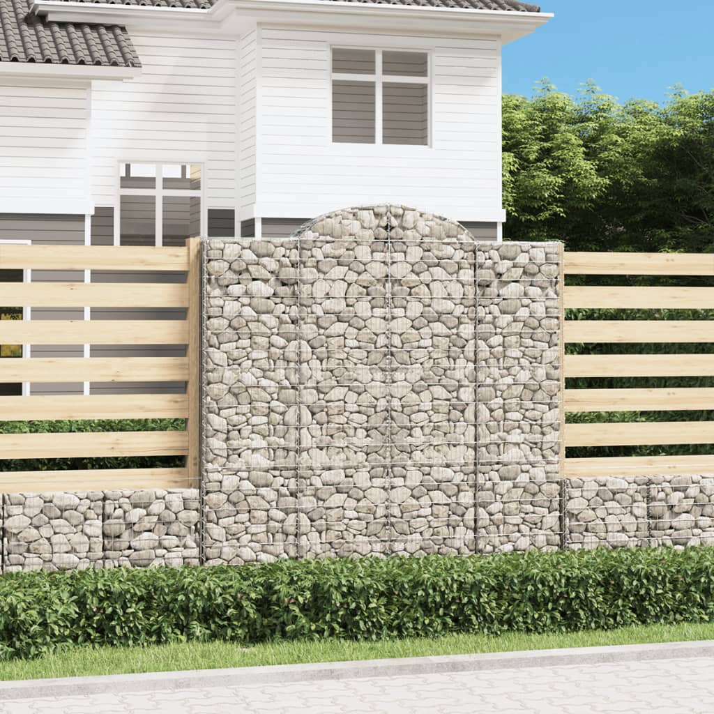 Arched Gabion Baskets 10 pcs 200x50x200/220 cm Galvanised Iron - Decor Base