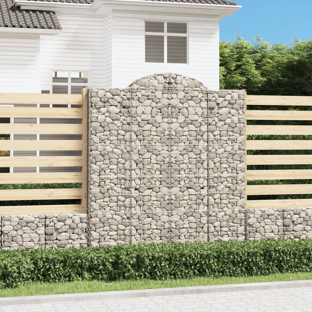 Arched Gabion Baskets 15 pcs 200x50x220/240 cm Galvanised Iron - Decor Base