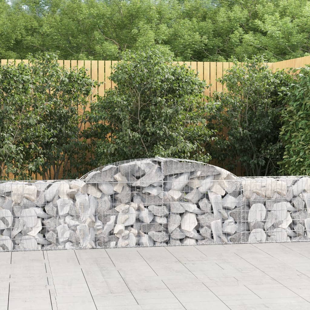 Arched Gabion Baskets 9 pcs 300x30x60/80 cm Galvanised Iron - The Home Maker