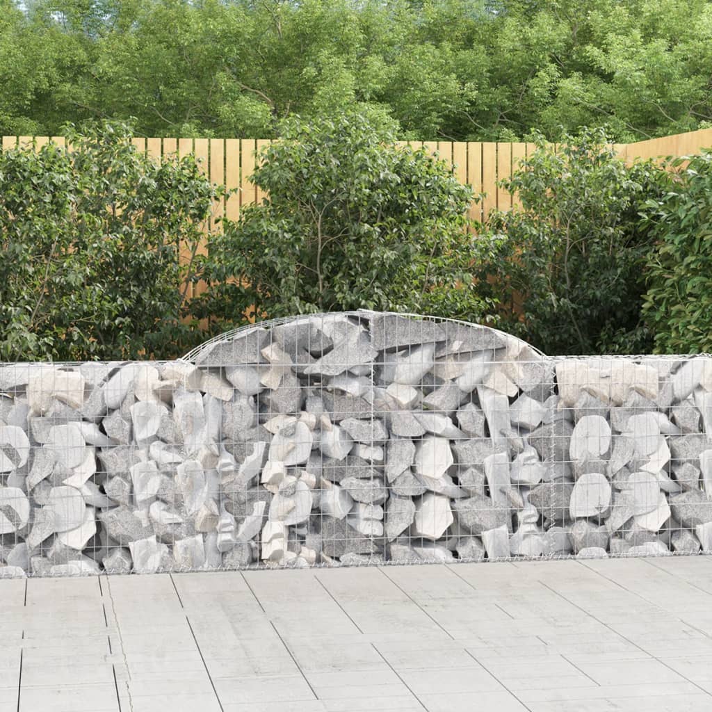 Arched Gabion Baskets 3 pcs 300x30x80/100 cm Galvanised Iron - Style and Chic