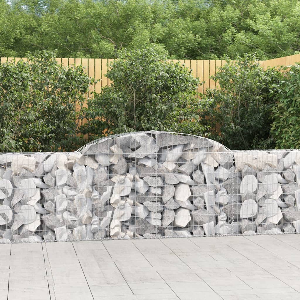 Arched Gabion Baskets 17 Pieces 300x30x80/100 cm Galvanised Iron - Merlin Deals