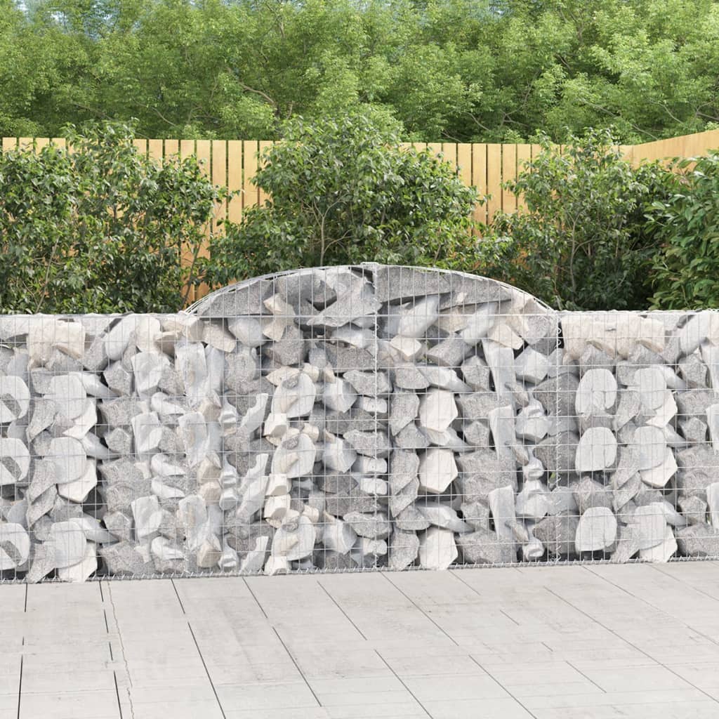 Arched Gabion Baskets 2 pcs 300x30x100/120 cm Galvanised Iron - Sid & Sam