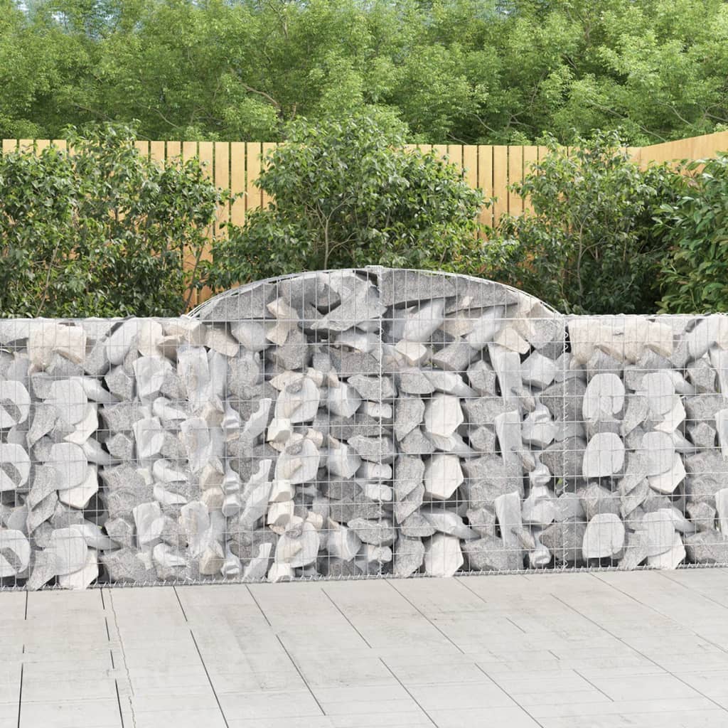 Arched Gabion Baskets 9 pcs 300x30x100/120 cm Galvanised Iron - Sid & Sam