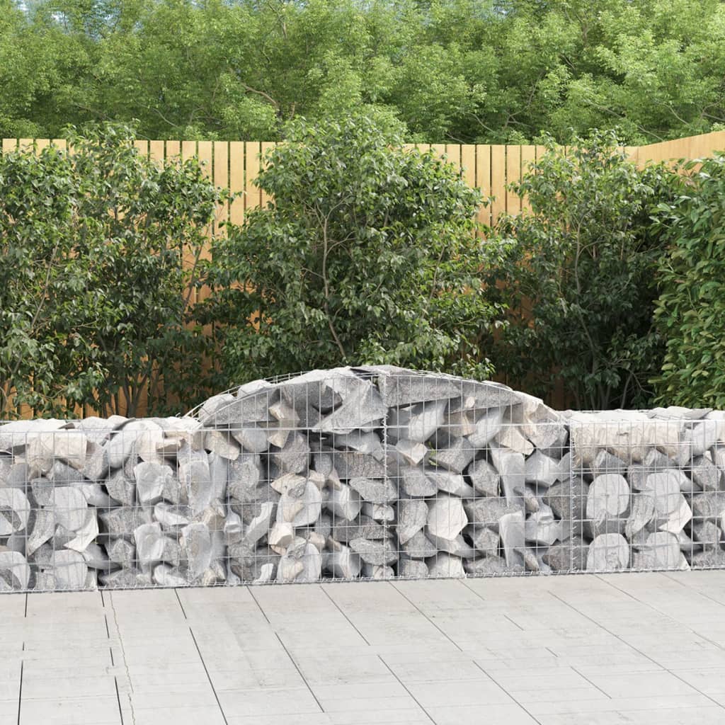 Arched Gabion Baskets 7 pcs 300x50x60/80 cm Galvanised Iron - The Home Maker