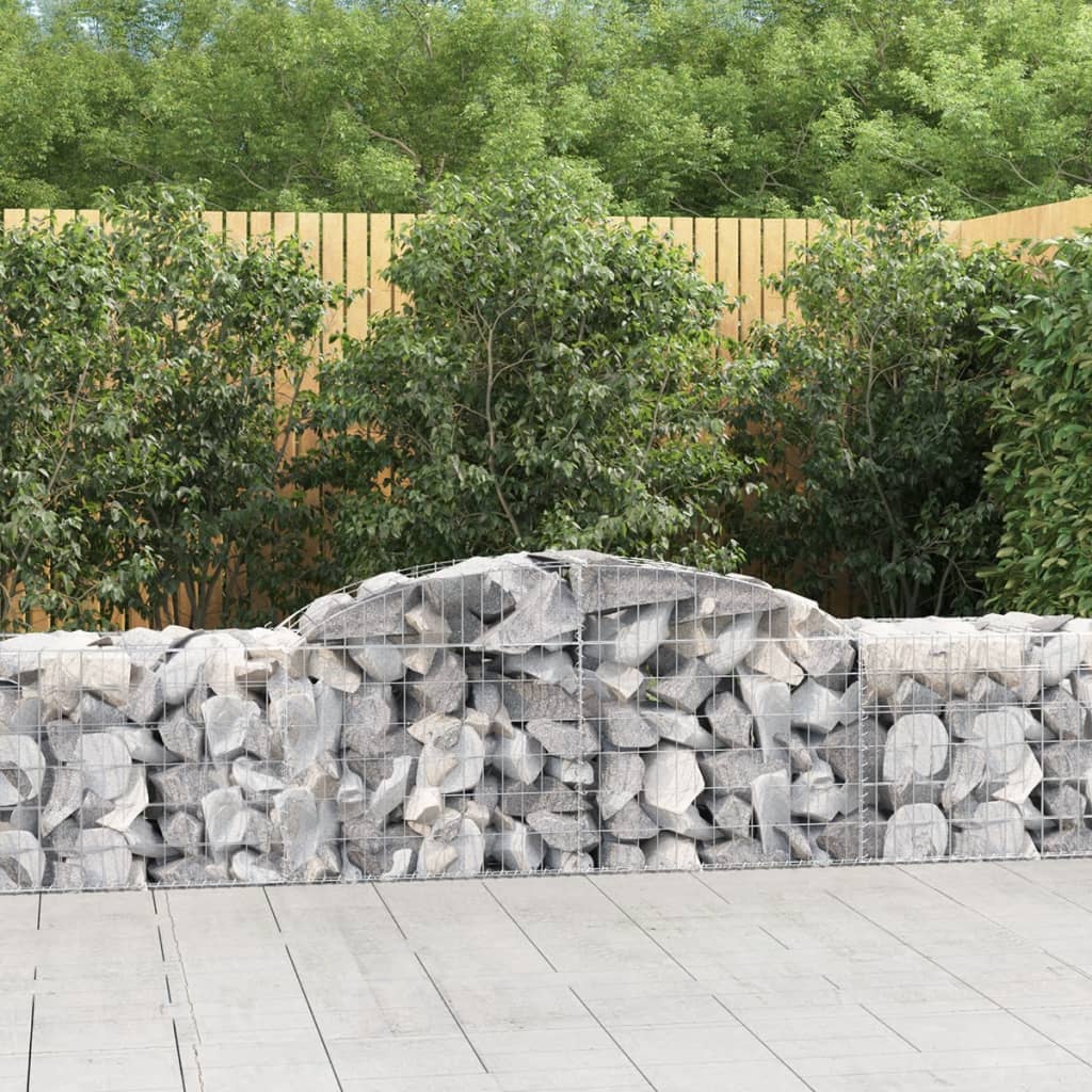 Arched Gabion Baskets 15 pcs 300x50x60/80 cm Galvanised Iron - Style and Chic