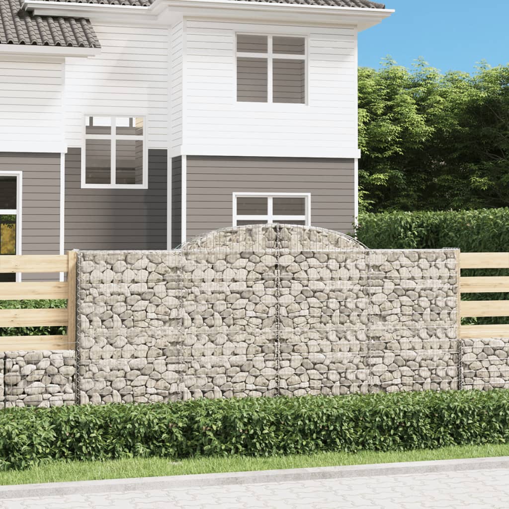 Arched Gabion Baskets 17 pcs 300x50x140/160 cm Galvanised Iron - Unbeatable Bargains