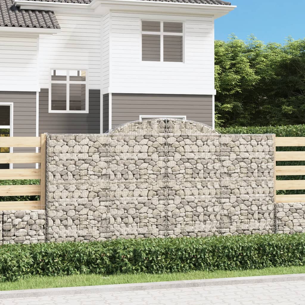 Arched Gabion Baskets 17 pcs 300x50x160/180 cm Galvanised Iron - Decor Base
