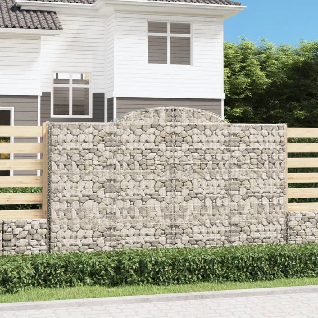 Arched Gabion Baskets 5 pcs 300x50x180/200 cm Galvanised Iron - Merlin Deals