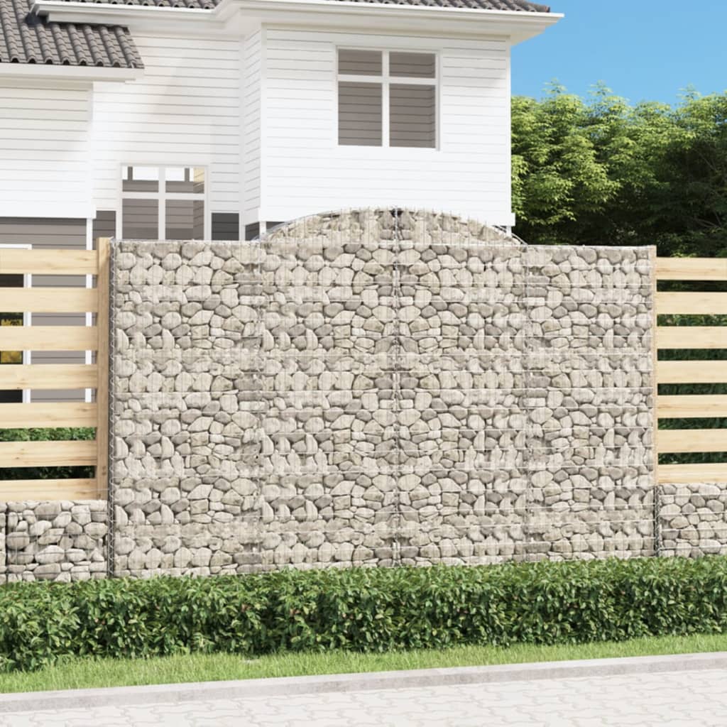 Arched Gabion Baskets 4 pcs 300x50x200/220 cm Galvanised Iron - Style and Chic