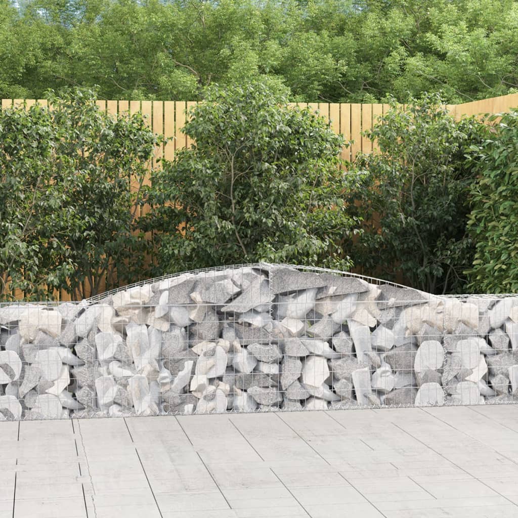 Arched Gabion Baskets 2 pcs 400x30x60/80 cm Galvanised Iron - R and M Furniture