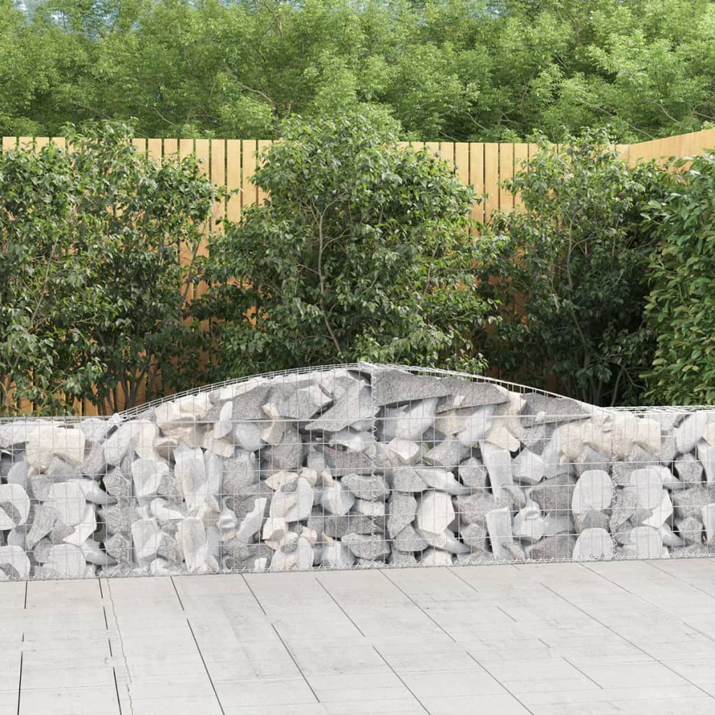 Arched Gabion Baskets 8 pcs 400x30x60/80 cm Galvanised Iron - Tyrell & Tyrell