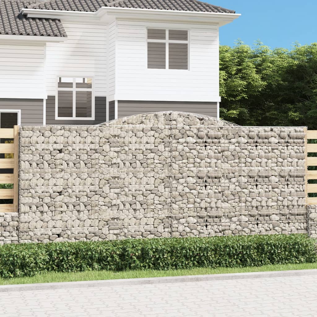 Arched Gabion Baskets 3 pcs 400x30x180/200 cm Galvanised Iron - Style and Chic