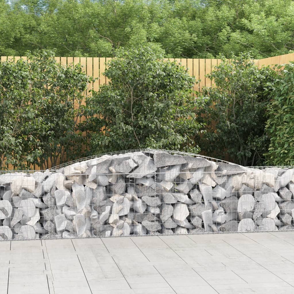 Arched Gabion Baskets 7 pcs 400x50x60/80 cm Galvanised Iron - Merlin Deals
