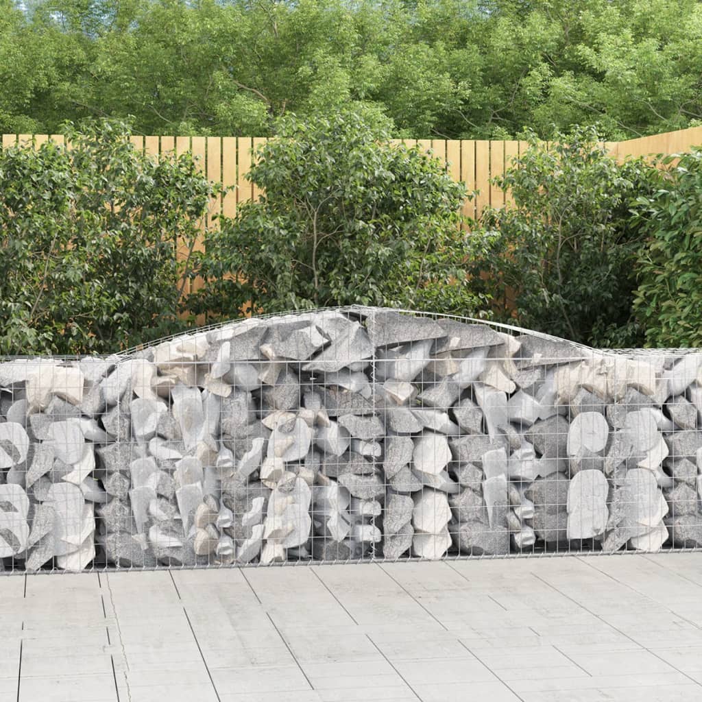 Arched Gabion Baskets 3 pcs 400x50x80/100 cm Galvanised Iron - Style and Chic