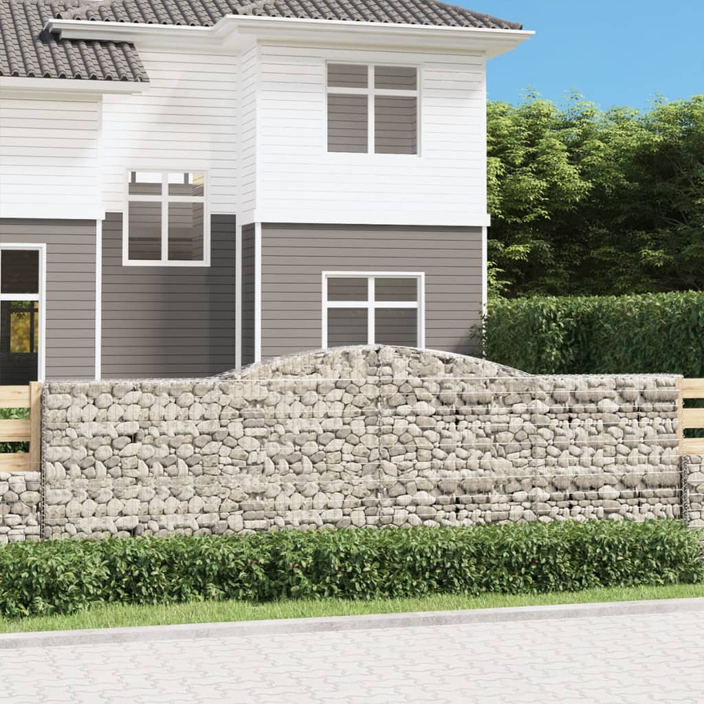 Arched Gabion Baskets 4 pcs 400x50x120/140 cm Galvanised Iron - Style and Chic