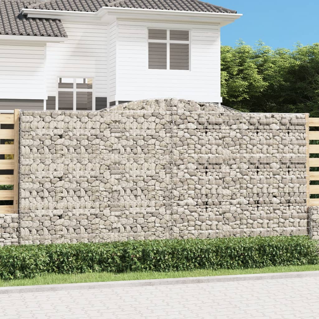 Arched Gabion Baskets 15 Pcs 400x50x200/220cm Galvanised Iron - Style and Chic