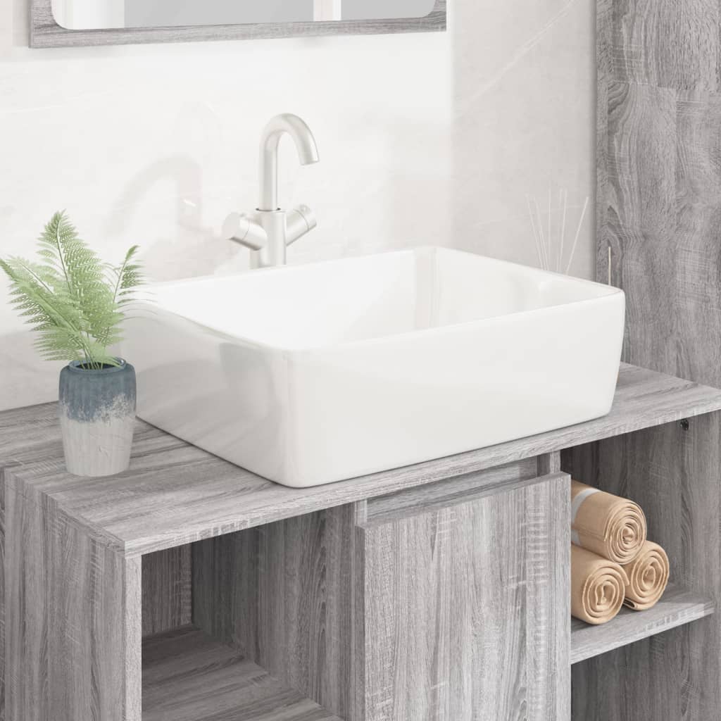 Wash Basin White 48x37x13 cm Ceramic Rectangle - All Things Good