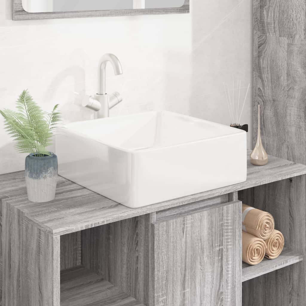 White Ceramic Square Wash Basin - Merlin Deals