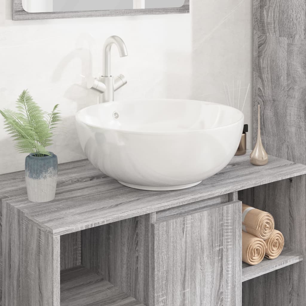 Wash Basin White 44x17 cm Ceramic Round - Brittle & Co