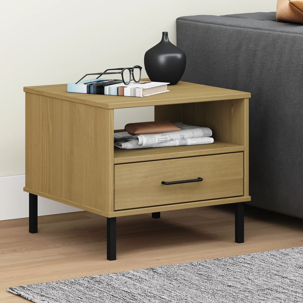 Bedside Table - Felic Nightstand Brown 50cm - Unbeatable Bargains
