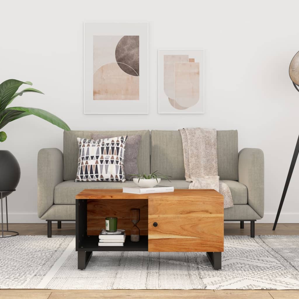 Coffee Table 80x50x40 cm Solid Wood Acacia&Engineered Wood - Design Hut