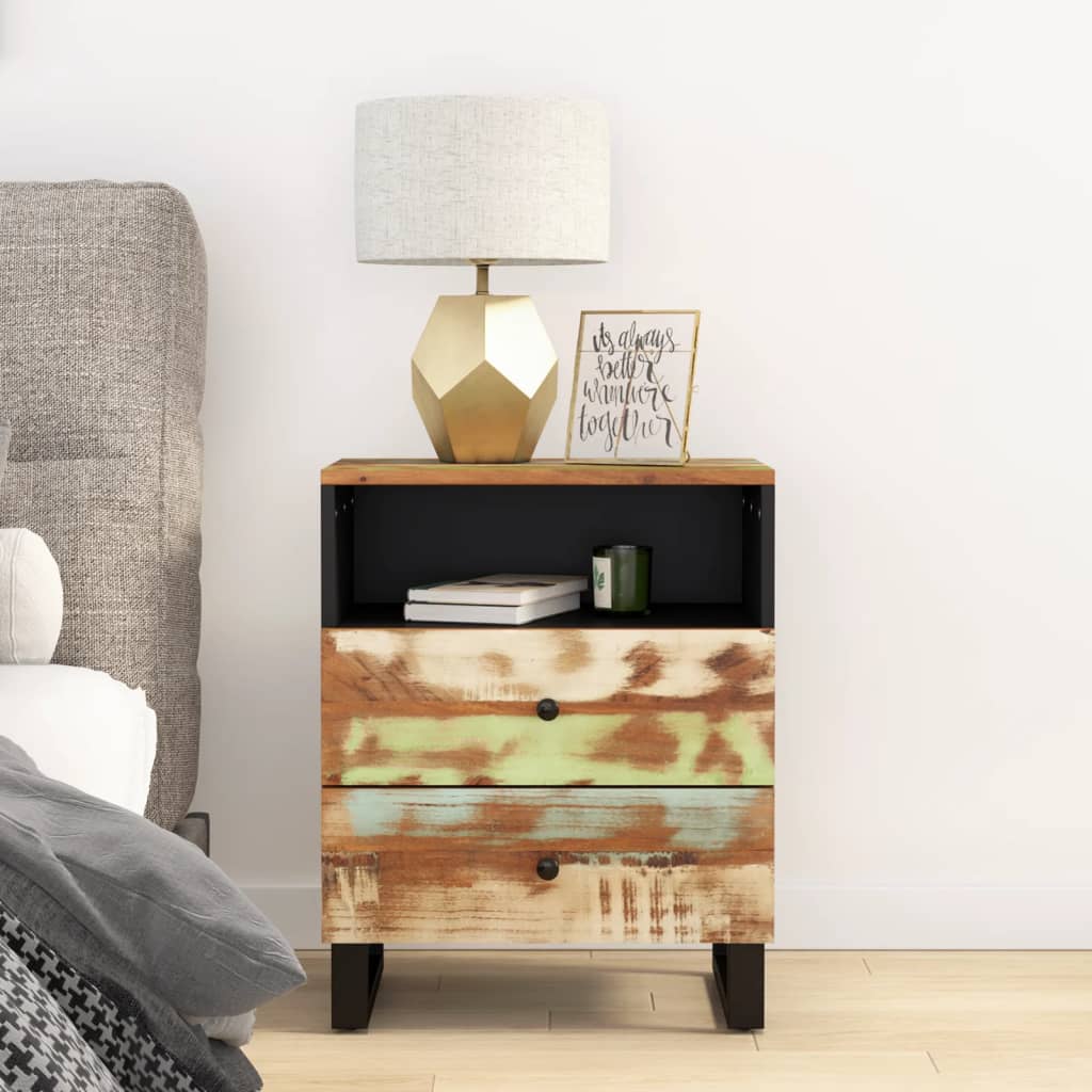Bedside Table - BUTLER Jax Nightstand Black and Brown 50cm - All Things Good