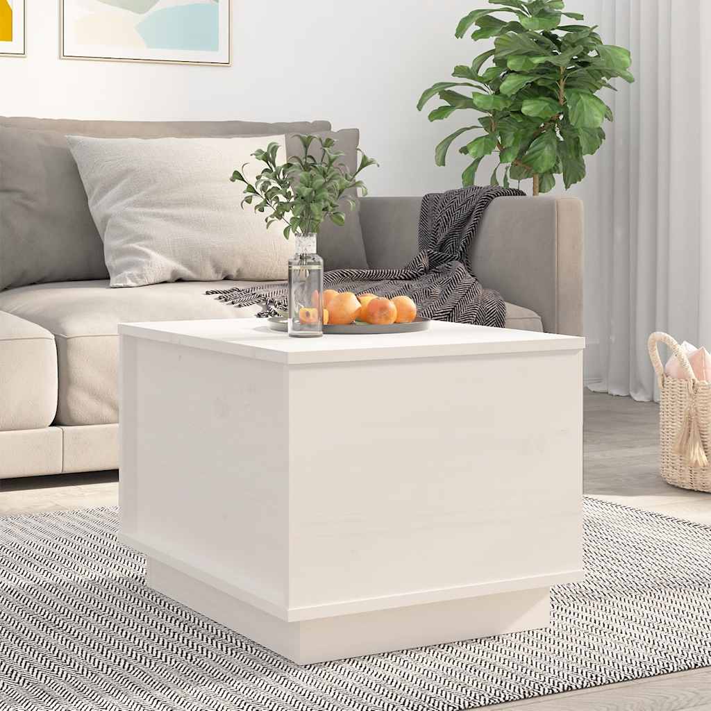 Coffee Table White 40x50x35 cm Solid Wood Pine - All Things Good