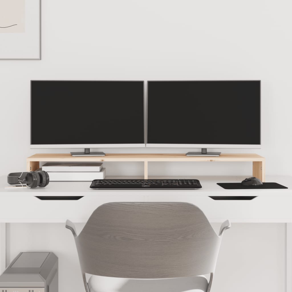 Monitor Stand 100x27x10 cm Solid Wood Pine - Merlin Deals