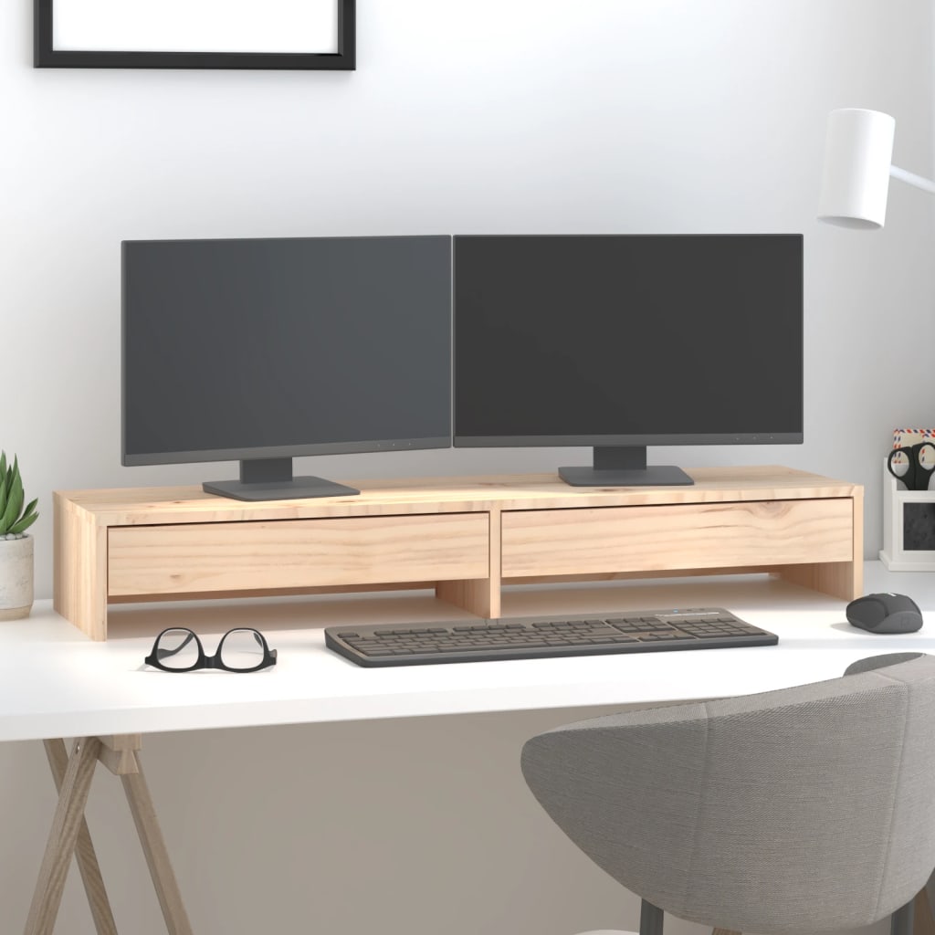 Monitor Stand 100x27x15 cm Solid Wood Pine - Casper Homes