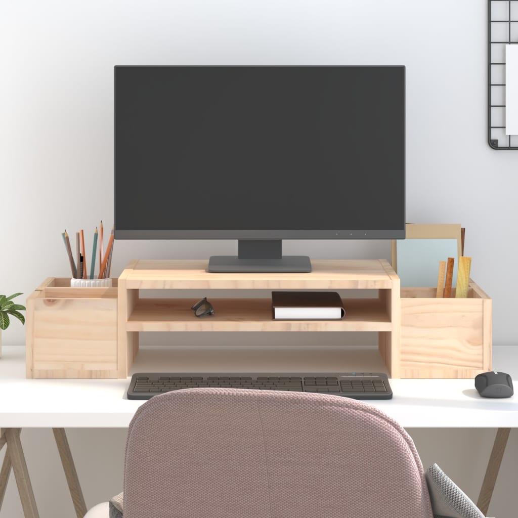 Monitor Stand 70x27.5x15 cm Solid Wood Pine - R and M Furniture