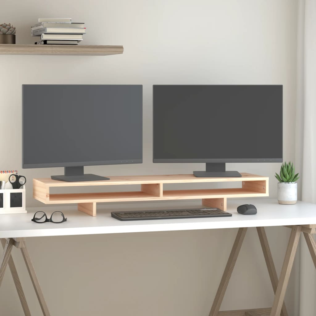Monitor Stand 100x27x14 cm Solid Wood Pine - R and M Furniture