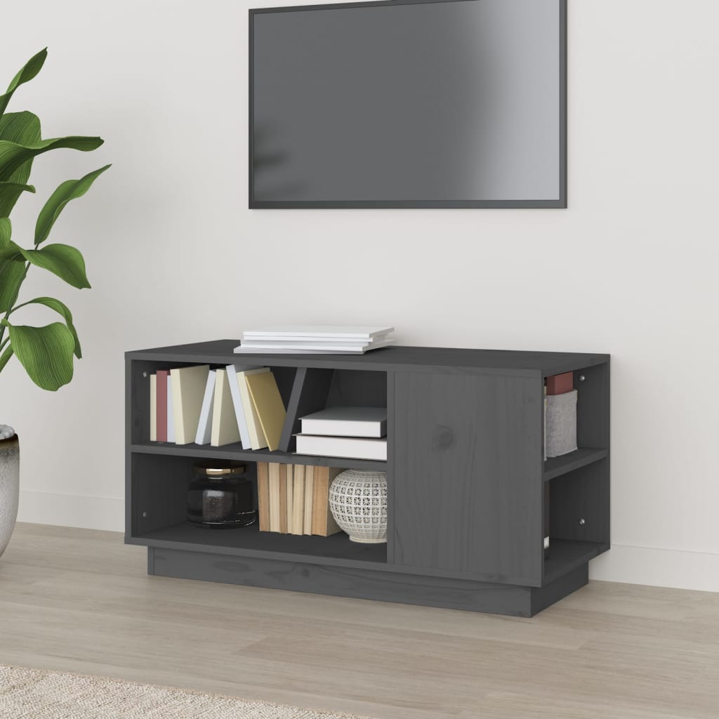 TV Cabinet Grey 80x35x40.5 cm Solid Wood Pine - Unbeatable Bargains