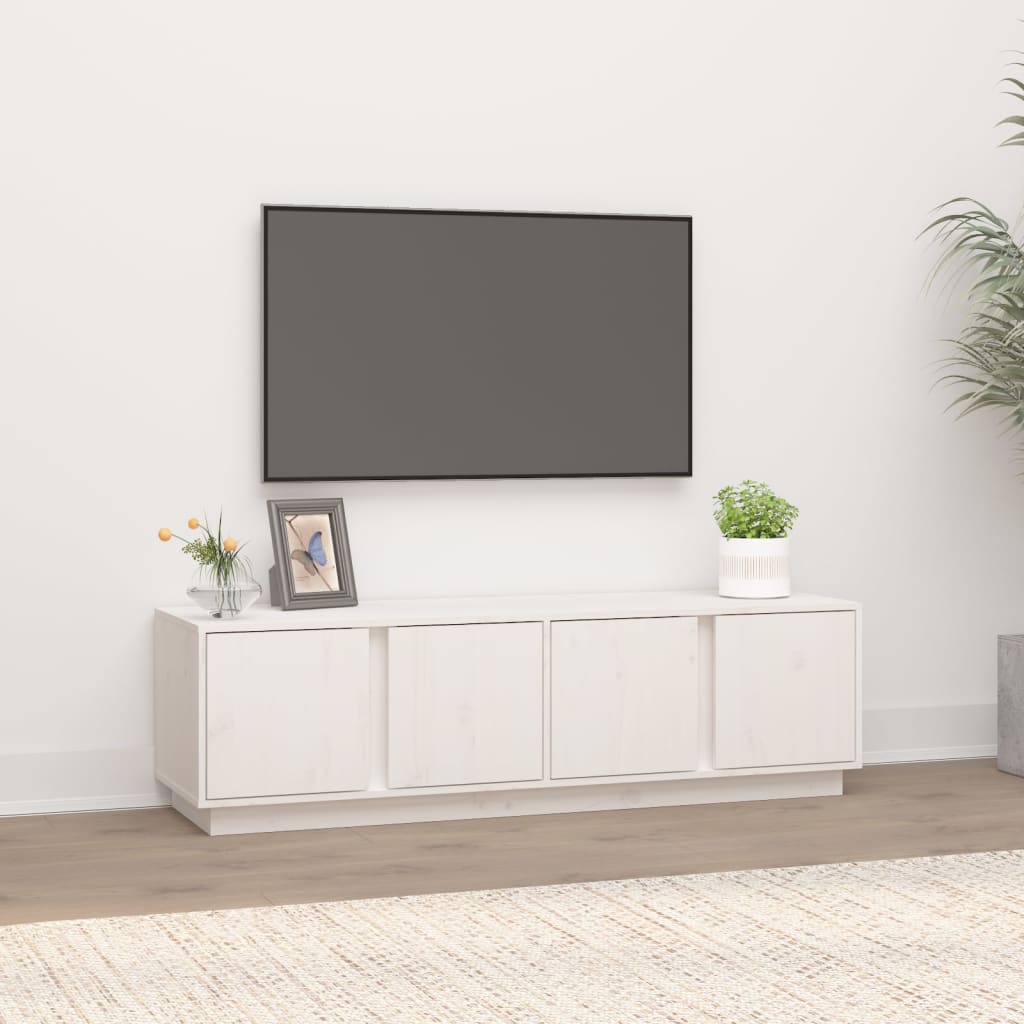 TV Cabinet White 140x40x40 cm Solid Wood Pine - Sid & Sam
