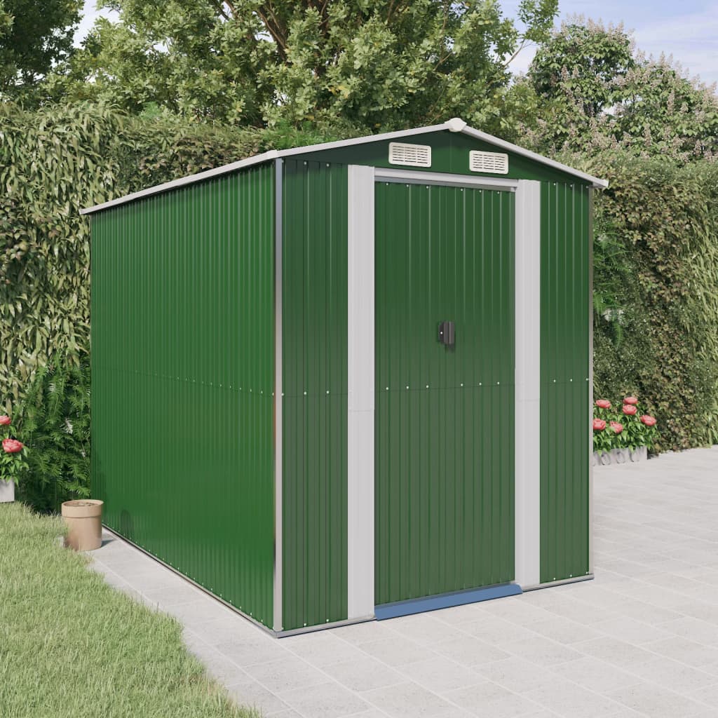 Garden Shed Green 192x274x223 cm Galvanised Steel - Tyrell & Tyrell