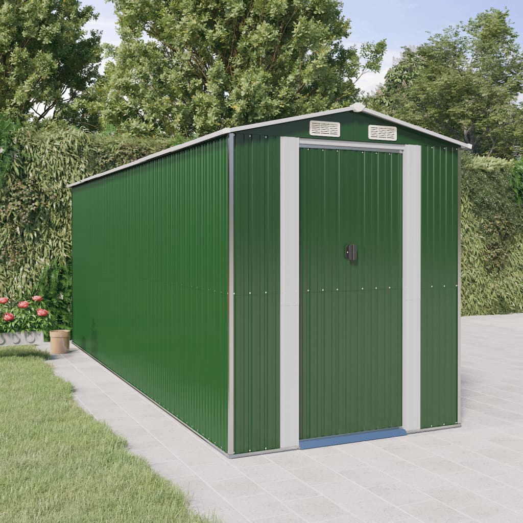 Garden Shed Green 192x523x223 cm Galvanised Steel - Unbeatable Bargains