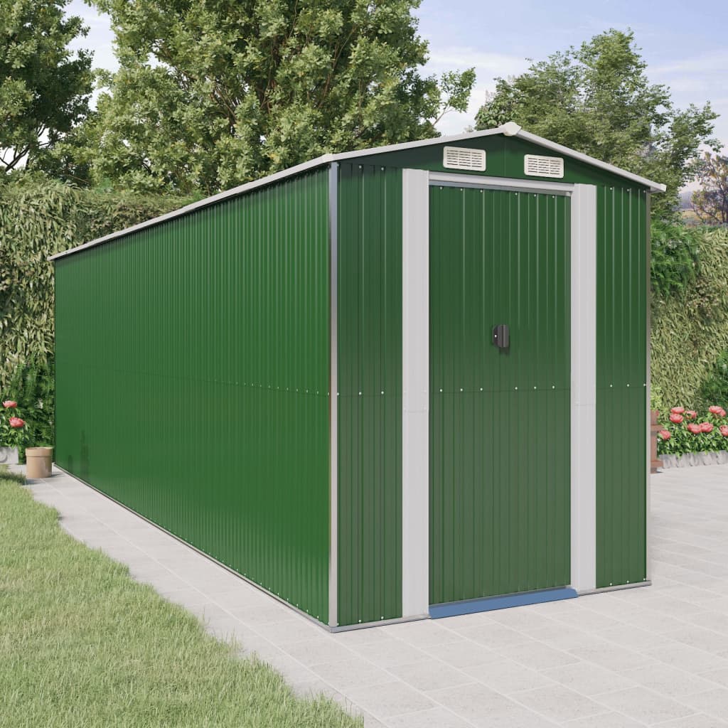 Garden Shed Green 192x606x223 cm Galvanised Steel - Style and Chic