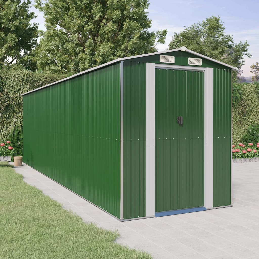 Garden Shed Green 192x689x223 cm Galvanised Steel - Unbeatable Bargains