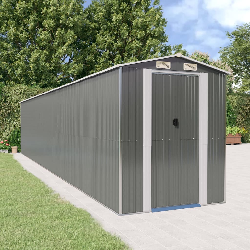 Garden Shed Light Grey 192x1021x223 cm Galvanised Steel - Merkel Designers