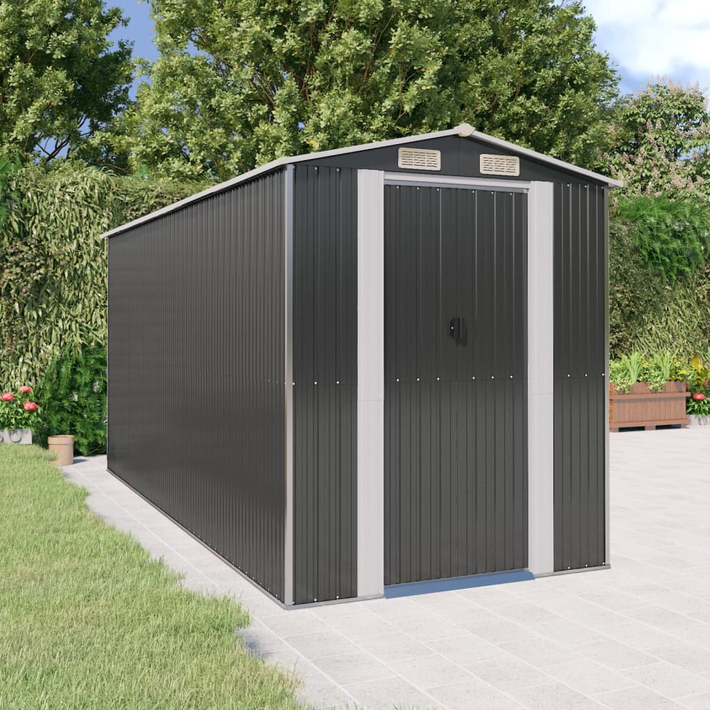 Garden Shed Anthracite 192x440x223 cm Galvanised Steel - Unbeatable Bargains