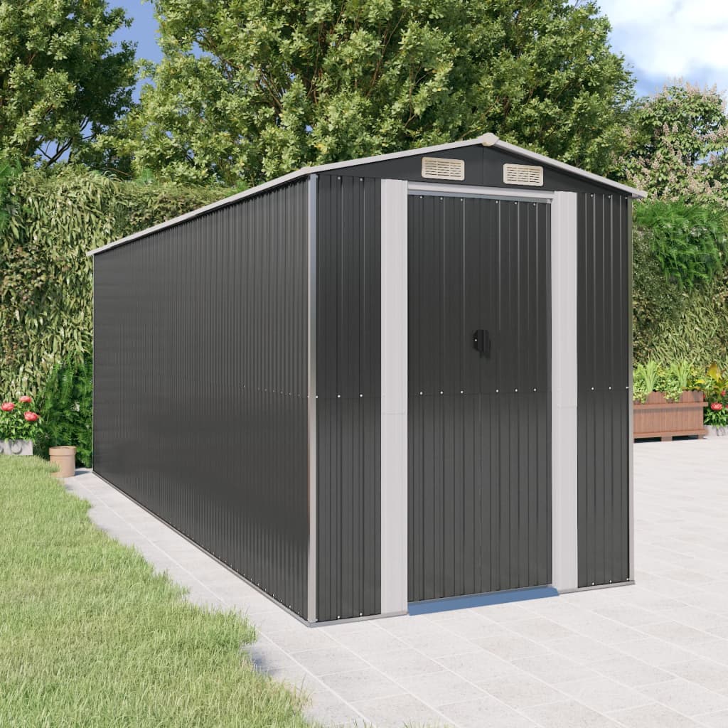 Garden Shed Anthracite 192x523x223 cm Galvanised Steel - Style and Chic