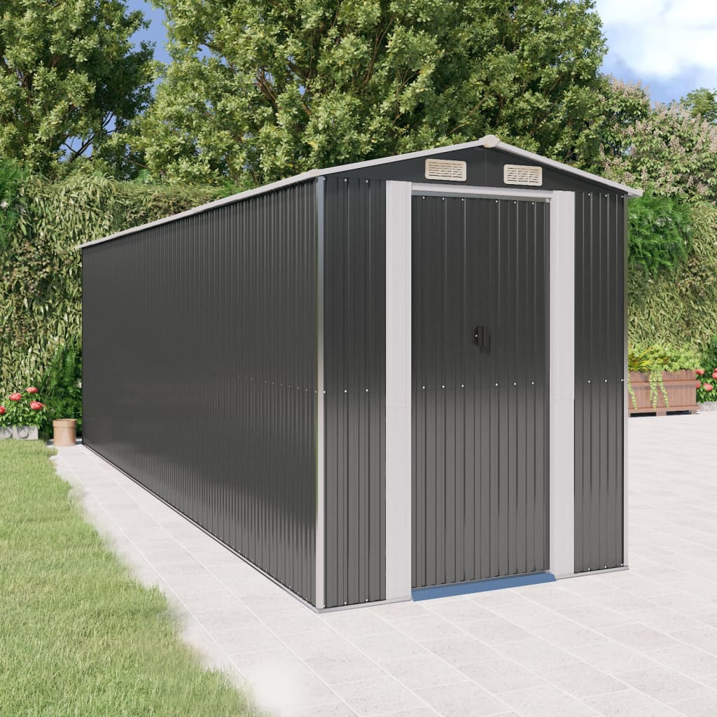 Garden Shed Anthracite 192x606x223 cm Galvanised Steel - The Home Maker