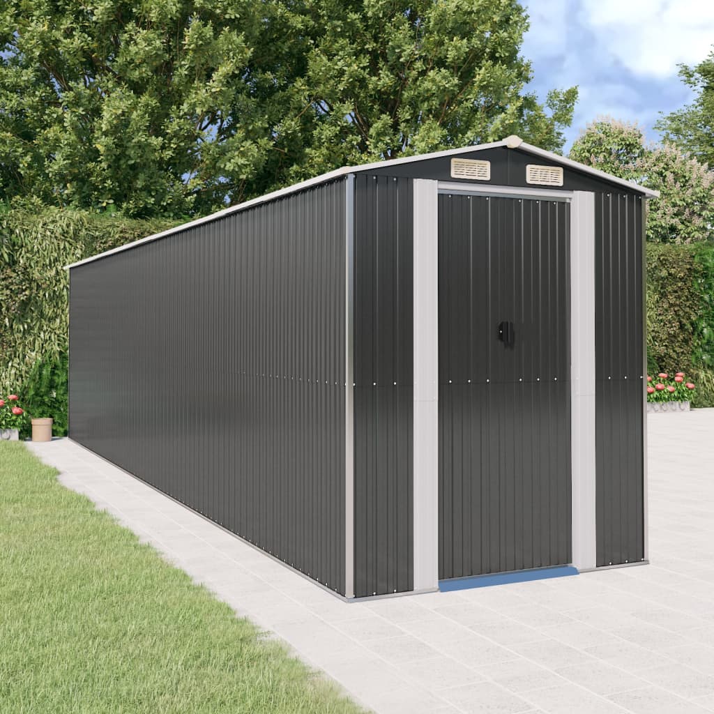 Garden Shed Anthracite 192x772x223 cm Galvanised Steel - Tyrell & Tyrell