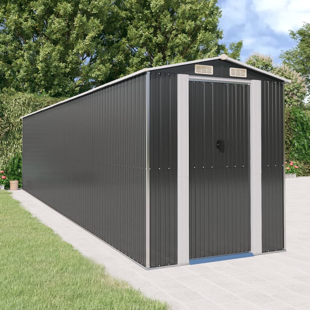 Garden Shed Anthracite 192x855x223 cm Galvanised Steel - Merkel Designers