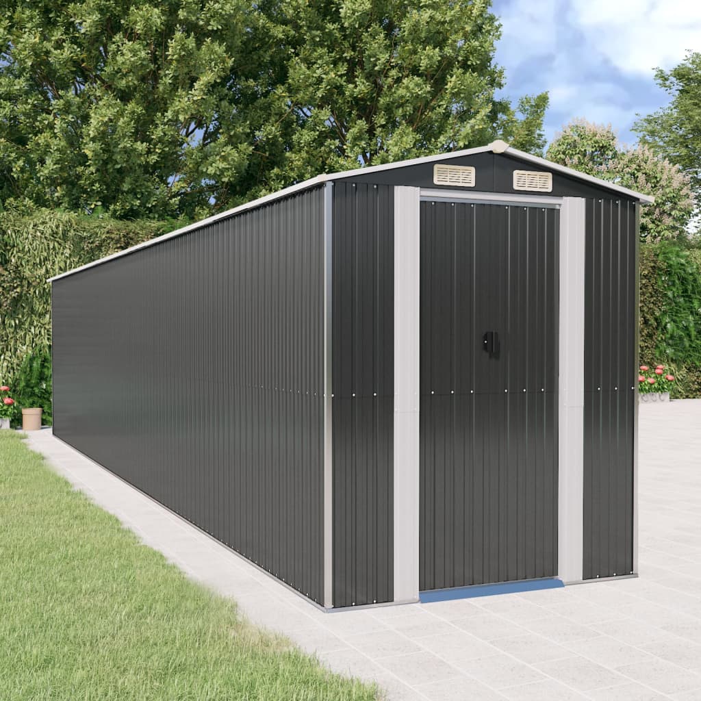 Garden Shed Anthracite 192x938x223 cm Galvanised Steel - Style and Chic