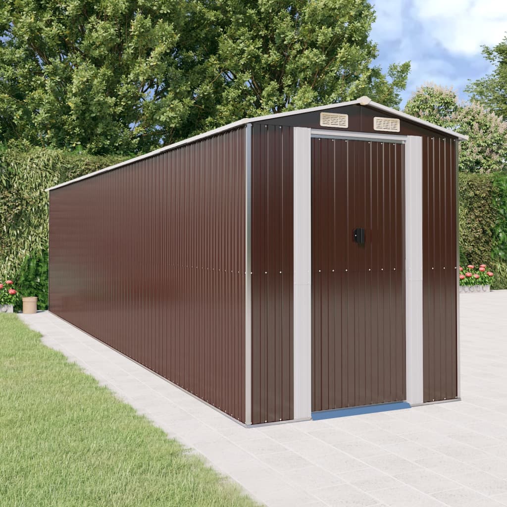 Garden Shed Dark Brown 192x772x223 cm Galvanised Steel - Unbeatable Bargains