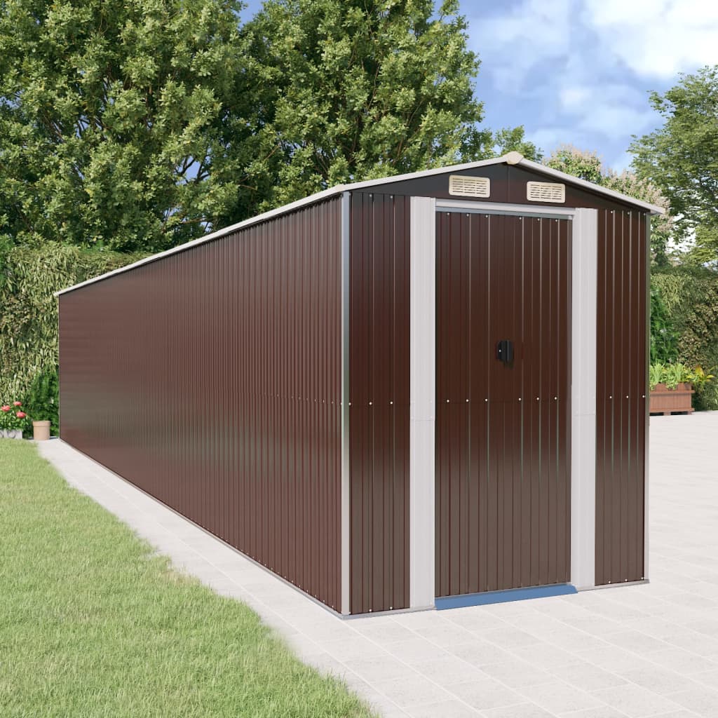 Garden Shed Dark Brown 192x1021x223 cm Galvanised Steel - Style and Chic