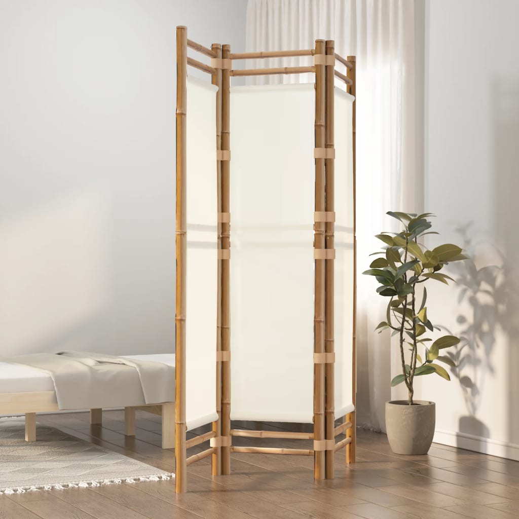 Folding 3-Panel Room Divider 120 cm Bamboo and Canvas - Sid & Sam