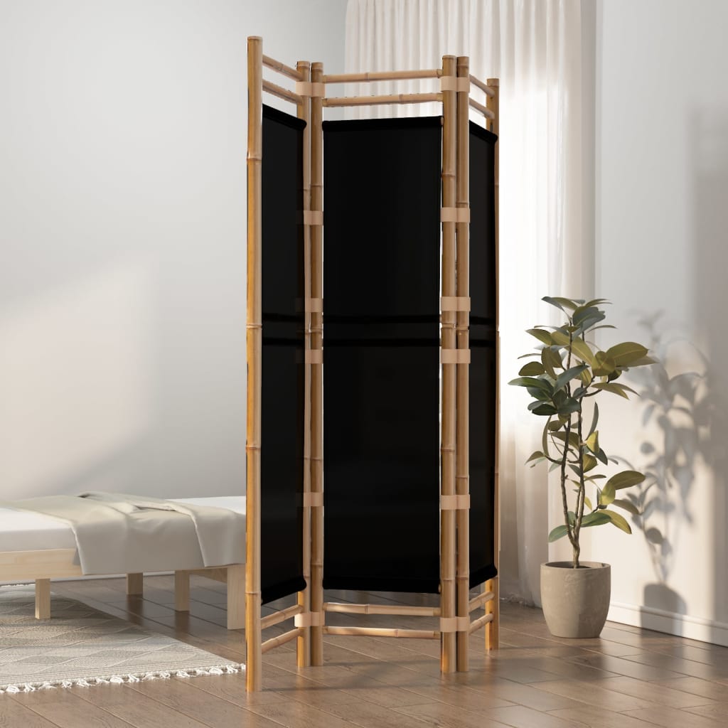 Folding 3-Panel Room Divider 120 cm Bamboo and Canvas - Sid & Sam
