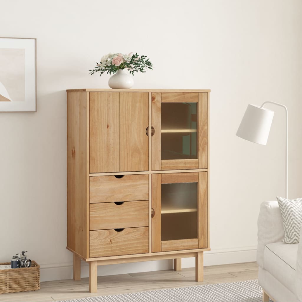 Highboard OTTA 85x43x125 cm Solid Wood Pine - Unbeatable Bargains